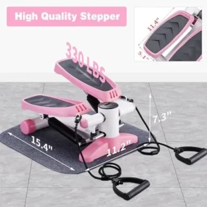 ZENOVA Steppers for Exercise, Mini Stepper Exercise Equipment with Resistance Bands, Stair Stepper with 330lbs Weight Capacity for Home Workouts