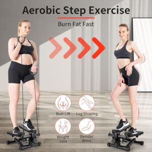 ZoJio Mini Steppers for Exercise at Home, Portable Niceday Stepper Machine, Twist Stepper with Resistance Bands, Stair Stepper Machine 400LBS Loading Capacity, Exercise Stepper for Home Office Workout