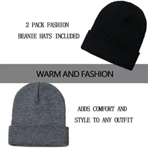 ZOORON 1&2 Pack Beanie for Men Women Slouchy Beanie Hats Winter Knit Caps Soft Ski Hat Unisex