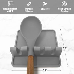 Zulay Kitchen Silicone Utensil Rest – BPA-Free, Durable Spoon Rest with Drip Pad – Heat-Resistant Spoon Rest for Stove Top – Spoon Rest for Kitchen Counter – Kitchen Gadgets & Kitchen Utensils Holder