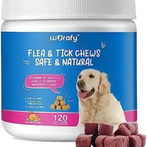 120 Chews Flea & Tick Prevention for Dogs, Dog Probiotics Treats, Probiotics for Dogs, Digestive Treats Dogs Probiotics and Digestive Enzymes, Flea and Tick Supplement Chewable for Dogs(Chicken)