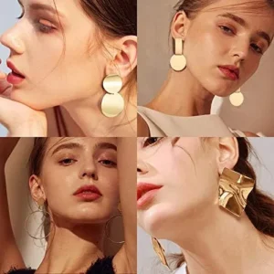 13 Pairs Statement Drop Dangle Earrings, Gold Stud Earrings for Women & Fashion Big Geometric Earrings for Girls, Hanging Earring Set Jewelry Gifts