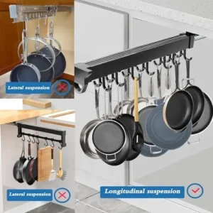 2PCS Pull-Out Home Organizers/Pull Out Kitchen Cabinet Pantry Organizer with 12-20 Hanging Hooks, Under Counter Slide Shelf, Multifunctional Hook Utility Organizer Racks ( Size : 46cm/18.11in(2pcs) )