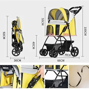 3-in-1 Dog Stroller Pet Carrier Car Seat for Small Dogs Cats Light 4-Wheel Pet Stroller Dog Travel Bag with Cup Holder Easy to Assembly