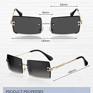 4 Pairs Rimless Rectangle Sunglasses Frameless Square Glasses Vintage Transparent Eyewear for Women Men