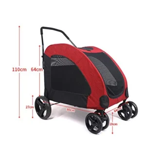 4-Wheeled Dog and Cat Pet Stroller The Folding Carrier is Durable and Has A Fixed Rope Buckle Inside The Elastic Storage Bag Mouth. (Gray)