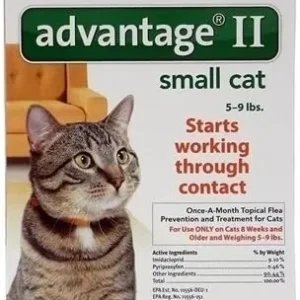 Advantage II Once-A-Month Topical Flea Treatment for Cats & Kittens up to 9 Lbs (6 Applications)