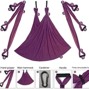 Aerial Yoga Swing Set Yoga Hammock Yoga Swing Strong Anti-Gravity Aerial Yoga Hammock Swing Yoga Swing Sling Inversion Exercises Include 2 Extensions Straps for Indoor Outdoor Home Gym Fitness