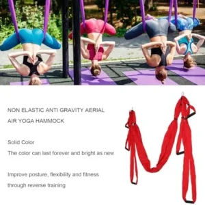 Aerial Yoga Swing Set, Yoga Inversion Tool, Adjustable Yoga Hammock Kit Set, Soft Aerial Yoga Hammock with Storage Bag, Improve Flexibility Yoga Hammock for Physical Exercise (Red)