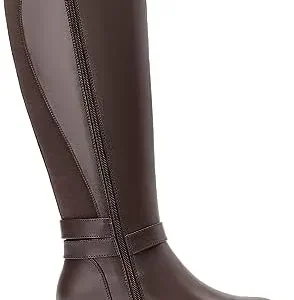 ALLOT Women’s Stretch Knee High Boots Low Block Heel Buckle Strap Classic Riding Boots Ladies Side Zip Elastic Casual Fashion Winter Boots