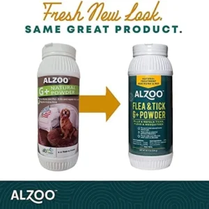 ALZOO Flea and Tick G + Powder, Helps Eliminate & Repels Ticks, Fleas & Mosquitos, for in and Around Home Use, 100% Plant-Based Active Ingredients, 8 Oz.