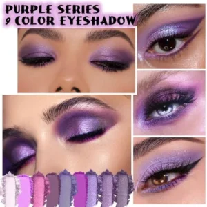 AMY’S DIARY Deep Light Purple Matte Shimmer Eye Shadow Palette Makeup,Eyeshadow Long Lasting Waterproof Cruelty-Free, 9 Blendable Shades in Smooth with Gorgeous Pearls for Girls (Purple palette)