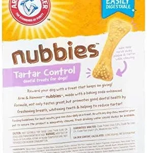 Arm & Hammer for Pets Nubbies Dental Treats for Dogs | Dental Chews Fight Bad Breath, Plaque & Tartar Without Brushing | Peanut Butter Flavor, 20 Count