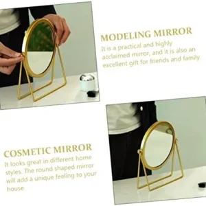 ARTIBETTER Standing for Girl Shape Vanity Swivel Indoor Frame Beauty Bathroom Cosmetics Desktop with Makeup Metal Ladies Desk Woman Women Rotary Tools Shaped Mirrors Free Single Dressing Xx