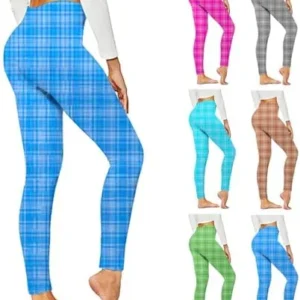 asntrgd Womens Workout Leggings Plus Size Plaid Yoga Seamless Tights Slim Buttery Bootcut Leggings High Waisted Active Pants