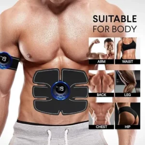 Autagpen Abs Muscle -Portable Toner – Trainer Workout Equipment for Men Woman Abdomen Home Office Exercise, 5 Pairs/10 Pcs Free Gel Pads