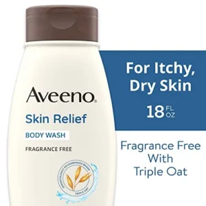 Aveeno Skin Relief Fragrance-Free Body Wash with Triple Oat Formula, Gentle Daily Cleanser for Sensitive Skin Leaves Itchy, Dry Skin Soothed & Feeling Moisturized, Sulfate-Free, 18 fl. oz