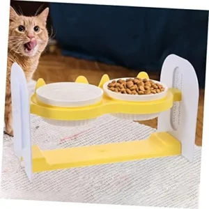 Balacoo 1 Set Adjustable Ceramic Bowl Dog Puppy Bowl cat Dishes cat Bowl Elevated cat Ceramic Bowl cat Feeding & Watering Supplies Ceramic cat Dish cat Food Bowls Household pet Ceramics