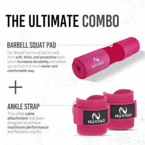 Barbell Pad & 2 Ankle Straps for Cable Machine – Gym Accessories for Women and Men – Perfect for Cable Kickbacks, Leg Extensions & Squats – Workout Attachments for Home