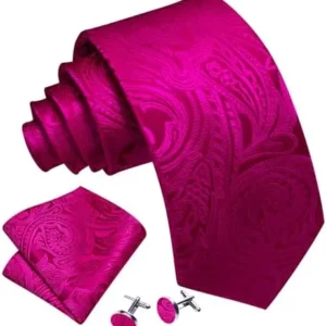 Barry.Wang Mens Ties Paisley Necktie Pocket Square Cufflinks Set Formal Wedding Business