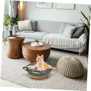 BCOATH 1 Set Cat Nest Cat Bed Small Cat Beds for Indoor Cats Washable Cat Basket Cat Bed Basket Wicker Cat Lounger Cat Beds Furniture Dog Bed Basket Woven Cat Bed Chaise Longue Straw Pet