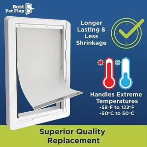 Best Pet Flap XLDog Door Replacement Non PVC Flap Compatible w/Ideal Pet Products Ruff Weather DSRWX RWRFXL – 9.75” x 17” Longer Lasting, Energy Efficient, Less Shrinkage, BPA Free