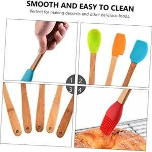 BESTOYARD Silicone Scraper 1 Set 5 Pcs Kitchen Gadgets Baking Tools Spatulas for Baking Silicone Kitchen Utensils Baking Brush Nonstick Butter Brush Scraper for Cake Oil Cutlery Set Mini