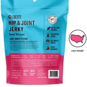 BIXBI Liberty Functional Healthy Hip And Joint Dog Jerky Treats, Beef Recipe, 5 Ounce