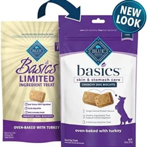 Blue Buffalo Basics Skin & Stomach Care Biscuits Crunchy Dog Treats, Turkey & Potato 6-oz Bag