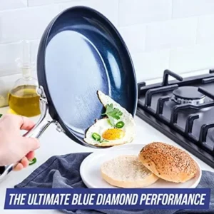 Blue Diamond Cookware Hard Anodized Ceramic Nonstick, 10″ and 12″ Frying Pan Skillet Set, PFAS-Free, Dishwasher Safe, Oven Safe, Grey