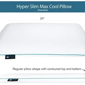 Bluewave Bedding Hyper Slim CarbonBlue Max Cool Gel Memory Foam Pillow for Stomach and Back Sleepers – Thin, Flat Design with Advanced Cooling (2.25-Inch Height, Standard Size)