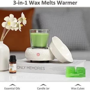 Bobolyn Wax Melt Warmer Candle Burner – Electric Ceramic 3-in-1 Essential Oil Burner Fragrance Candle Wax Burner for Scented Wax Tarts Candle Jars Essential Oils Home Office Bedroom Gift Decor