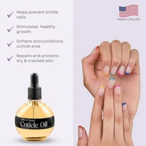 C CARE Milk And Honey Cuticle Oil – Extra Large 2.5 oz bottle – Moisturizes and Strengthens Nails and Cuticles – Dropper & Brush included