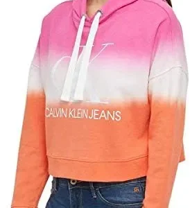 Calvin Klein Jeans Womens Monogram Logo Tie Dye Block Hoodie