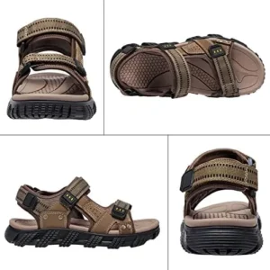 CAMEL CROWN Men’s Leather Hiking Sandals Waterproof Lightweight Sports Sandals Open Toe Anti-Slip Outdoor Athletic Sandals for Summer Beach