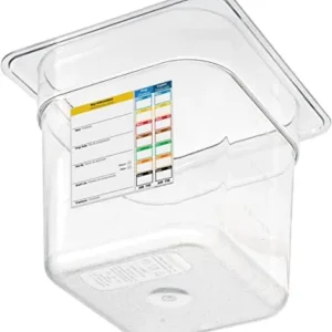 Carlisle FoodService Products StorPlus Plastic 1/6 Food Pan with Integrated Label For Restaurants, 2.5 Quarts, Clear