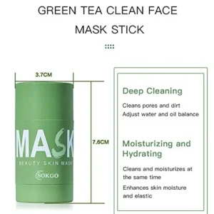 Carlos-CCC Green Tea Purifying Clay Face Mask, Face Moisturizes Oil Control Blackhead Remover Deep Clean Pore Purifying Clay Stick Deep Cleansing Mask, for All Skin Men Women (Green Tea)