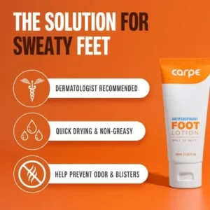 Carpe Antiperspirant Foot Lotion, A dermatologist-recommended solution to stop sweaty, smelly feet, Helps prevent blisters, Great for hyperhidrosis