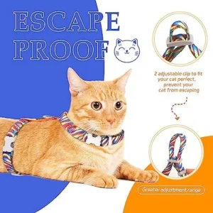 Cat Harness and Leash Set for Walking, Cat Harness Escape Proof with Large Adjustment Range, Easy Control Cat Leash and Harness Set for Medium Large Kitten