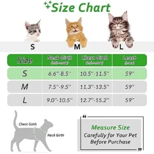 CatRomance Cat Harness and Leash Escape Proof for Walking, Safe Adjustable Small Kitten Vest Set with Reflective Strip for Kitty, Easy Control Comfortable Soft Outdoor Pet Harnesses, Green, Small