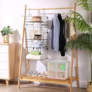 Chemailon 4 Tier Hanging Closet Organizer, Adjustable Metal Closet Storage Shelf Wall Mount Cabinet Wire Basket for Socks Clothing Sweaters Shoes Handbags【Black】