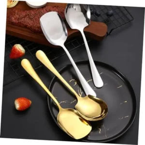 CIYODO 2pcs Male Spoon Male Shovel Coffee Scoop Coffee Spoons Scoop Shovel Flatware Soup Spoons Serving Utensil Kitchen Gadgets Banquet Stainless Steel Commercial Big Shovel