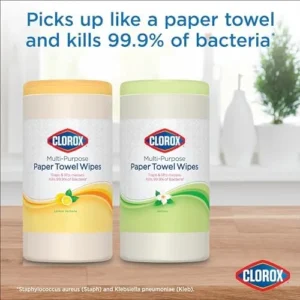 Clorox Multi-Purpose PaperTowel Wipes, Household Essentials, Lemon Verbena 1/3x75ct