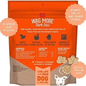 Cloud Star Wag More Bark Less Grain Free Mini Biscuits, Bite Sized Crunchy Dog Treats, 7oz Bag, Peanut Butter & Apples, 7 oz.