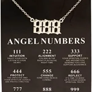 COLORFUL BLING 111 222 333 444 555 777 888 999 Angel Number Necklace with Black Meaningful Card Lucky Number Pendant Choker Numerology Jewelry Birthday Gift