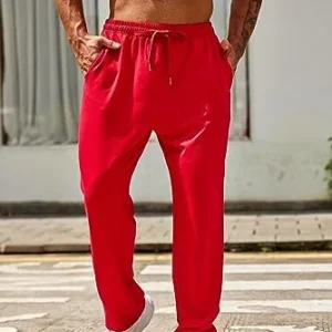 COOFANDY Men’s Cotton Sweatpants Open Bottom Lounge Pants Lightweight Casual Jogger Pants with Pockets