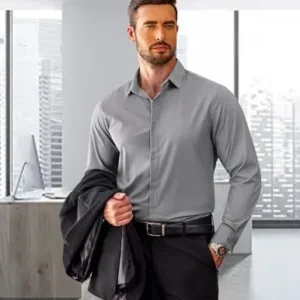 COOFANDY Men’s Slim Fit Business Dress Shirts Wrinkle Free Long Sleeve Button Up Shirts Solid Formal Dress Shirt