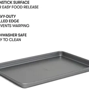 Cooking Light Heavy Duty Nonstick Bakeware Carbon Steel Baking Sheet or Cookie Sheet with Quick Release Coating, Manufactured without PFOA, Dishwasher Safe, Oven Safe, 15-Inch x 10-Inch, Gray