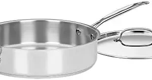 Cuisinart Stainless Steel, 5.5 Quart Sauté Pan w/ Cover, Helper Handle, Chef’s Classic, 733-30H