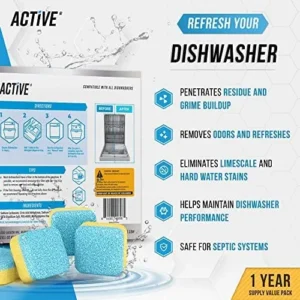 Dishwasher Cleaner And Deodorizer Tablets – 24 Pack Deep Cleaning Descaler Pods for Dish Washer Machine, Heavy Duty, Septic Safe, Natural Limescale Remover, Calcium, Odor, Smell – 12 Month Supply